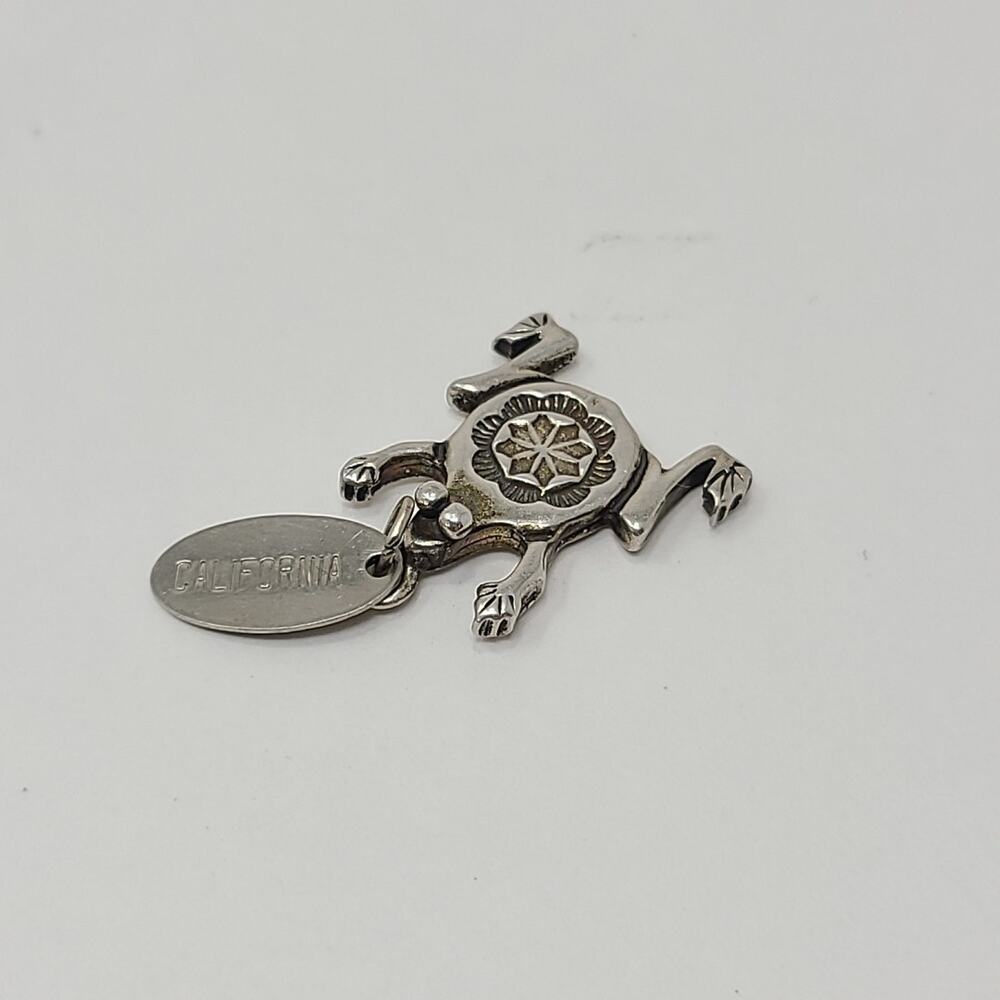Vintage Sterling Silver Frog Pendant Charm Jewelry Cute Tribal California Sun 1"